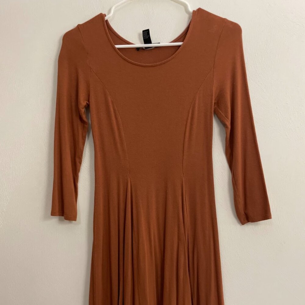 Forever 21 Rust Orange Lace-Up Back Skater Dress - Small - For a good cause!